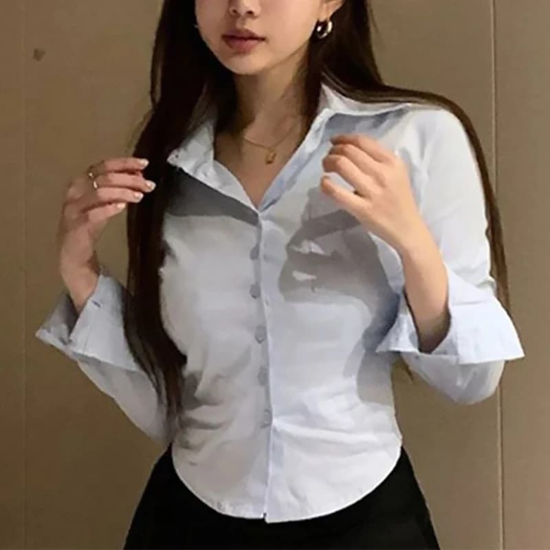라이트블루 카라 포켓 크롭 셔츠 썸네일 6