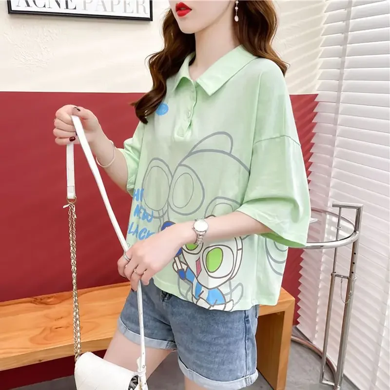 고양이 그래픽 루즈핏 여름 반소매 티셔츠 · 탑 & 티셔츠 · 반팔티 여름티 이미지 3