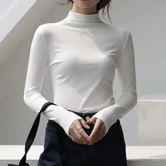 가을겨울 슬림핏 목폴라 긴팔티