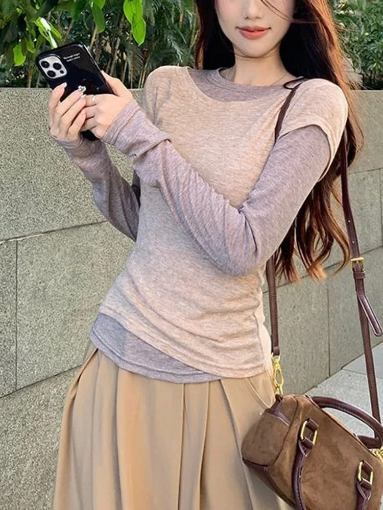레이어드룩 슬림 긴소매 티셔츠 썸네일 5