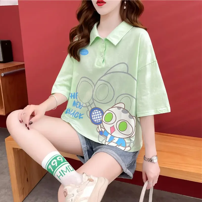 고양이 그래픽 루즈핏 여름 반소매 티셔츠 썸네일 6