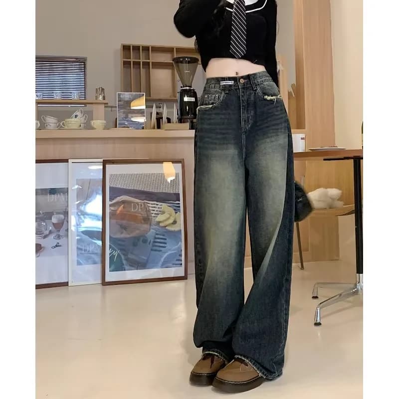 빈티지 루즈 와이드 데님 팬츠