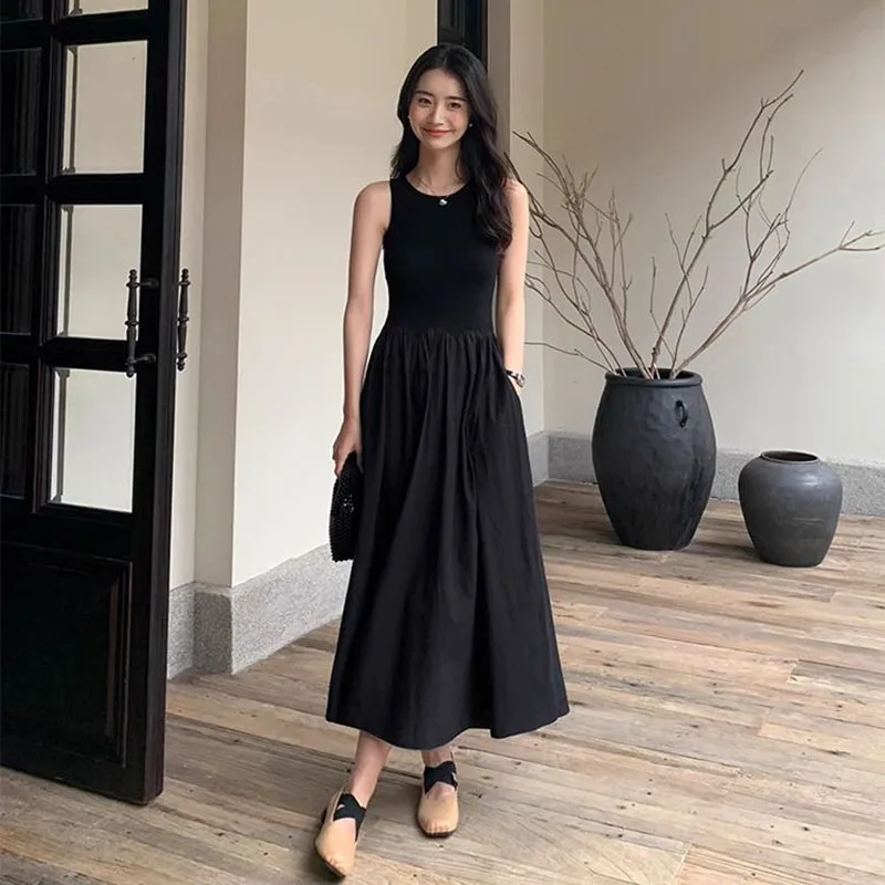 블랙 라운드넥 민소매 롱원피스 · 원피스 · 롱원피스 민소매 이미지 2