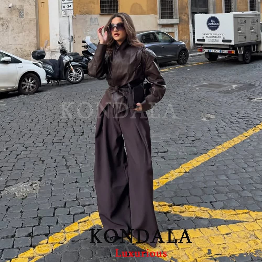 KONDALA 시크 플리츠 와이드팬츠 · 긴바지 · KONDALA 와이드팬츠 이미지 3