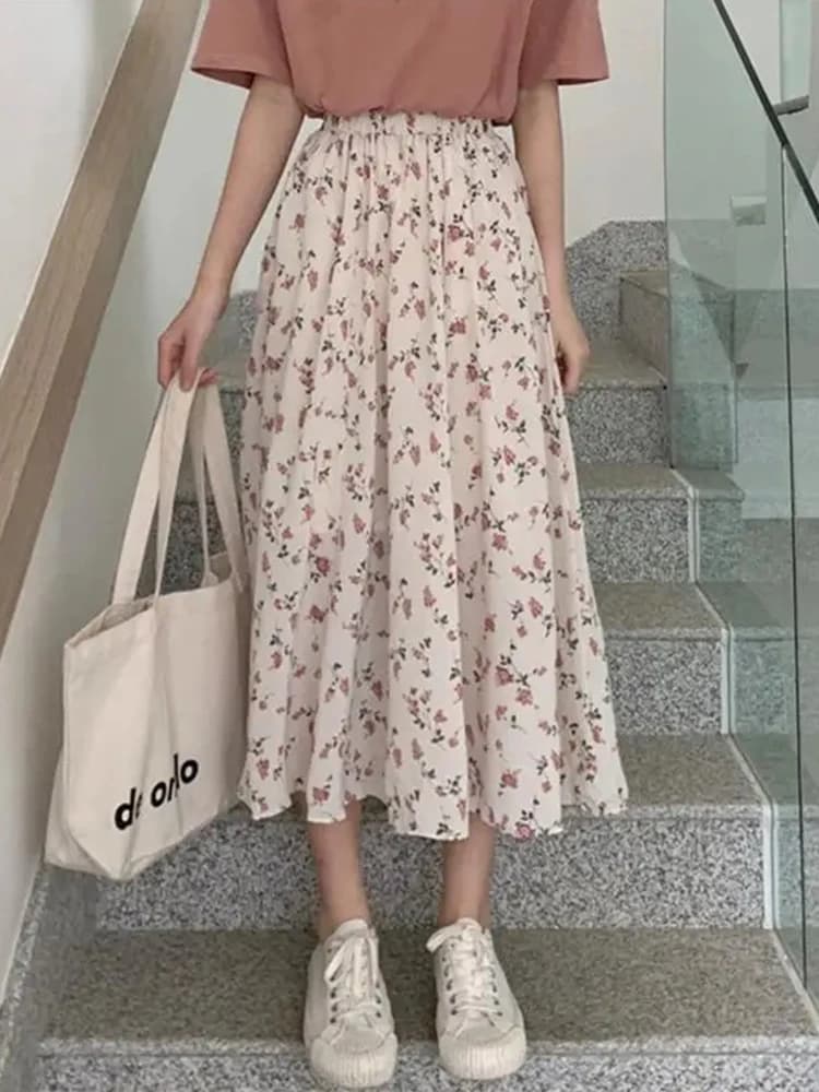 산뜻한 잔꽃 플라워 롱스커트 썸네일 5