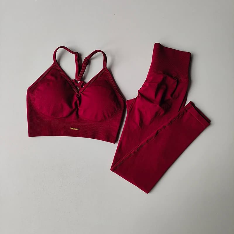 브이넥 브라 레깅스 요가 세트 · Sportswear · 요가세트 브라탑 이미지 2
