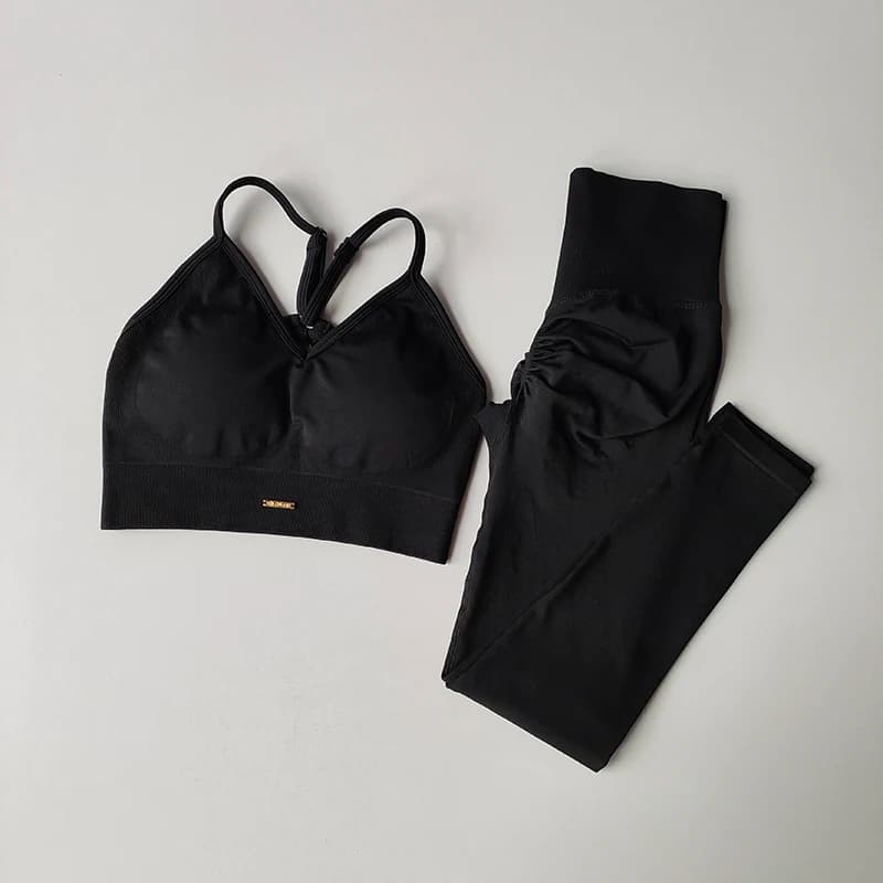 브이넥 브라 레깅스 요가 세트 · Sportswear · 요가세트 브라탑 이미지 3