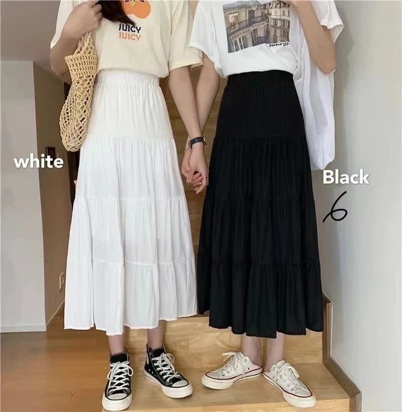 봄 여름 밴딩 티어드 롱스커트 A라인 · 스커트 · 롱스커트 티어드스커트 이미지 4
