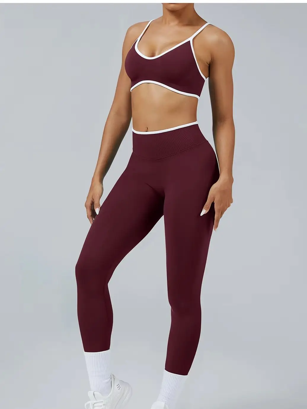 컬러블록 브라탑 쇼츠 요가 세트 · Sportswear · 요가세트 브라탑 이미지 4
