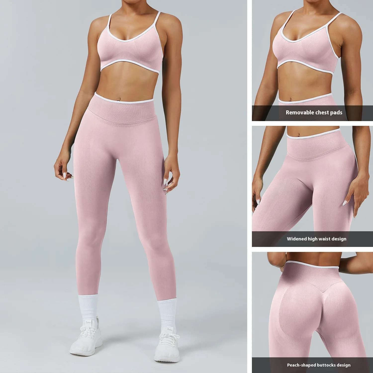 컬러블록 브라탑 쇼츠 요가 세트 · Sportswear · 요가세트 브라탑