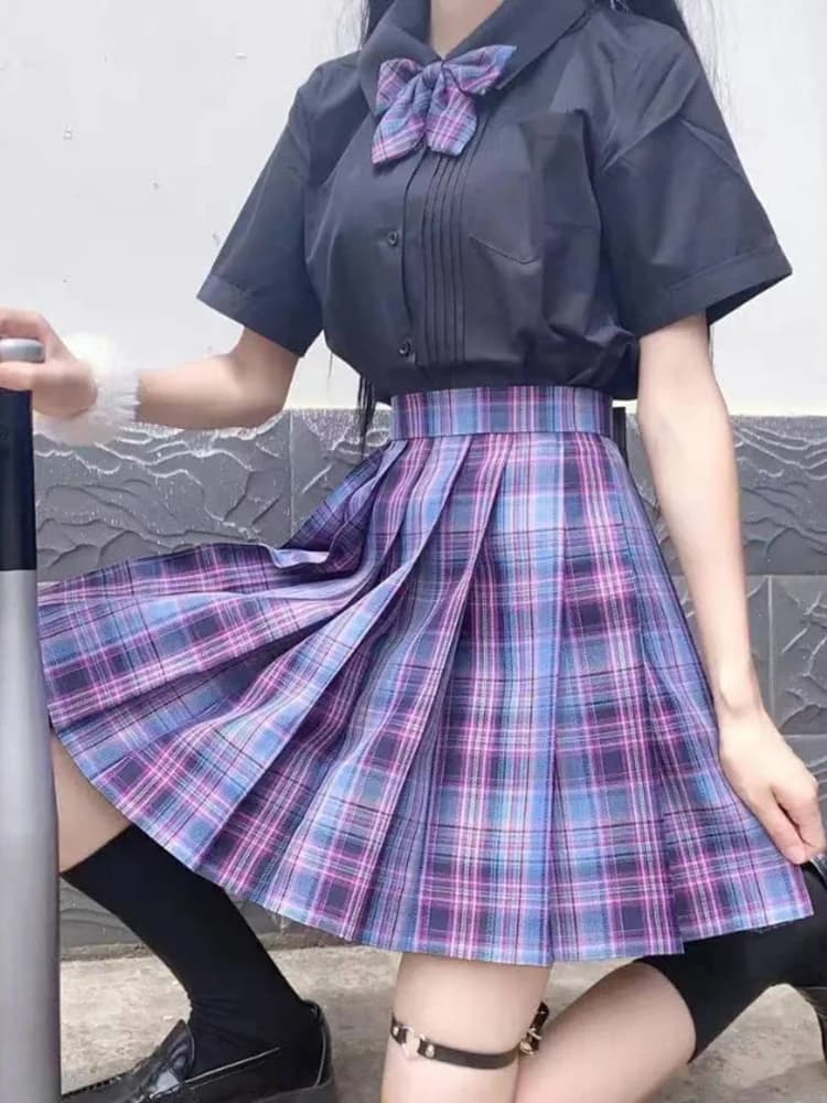 프레피 하이웨스트 체크 플리츠 미니 스커트 · 스커트 · 스커트 미니스커트
