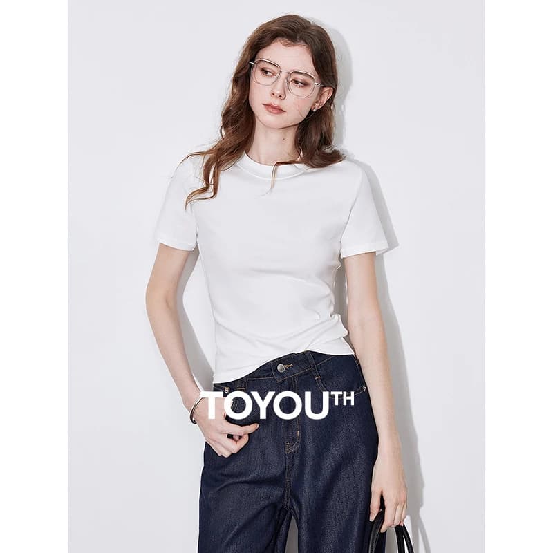 TOYOUTH 리오셀 라운드넥 슬림핏 반팔티 · 탑 & 티셔츠 · 토이유스 반팔티