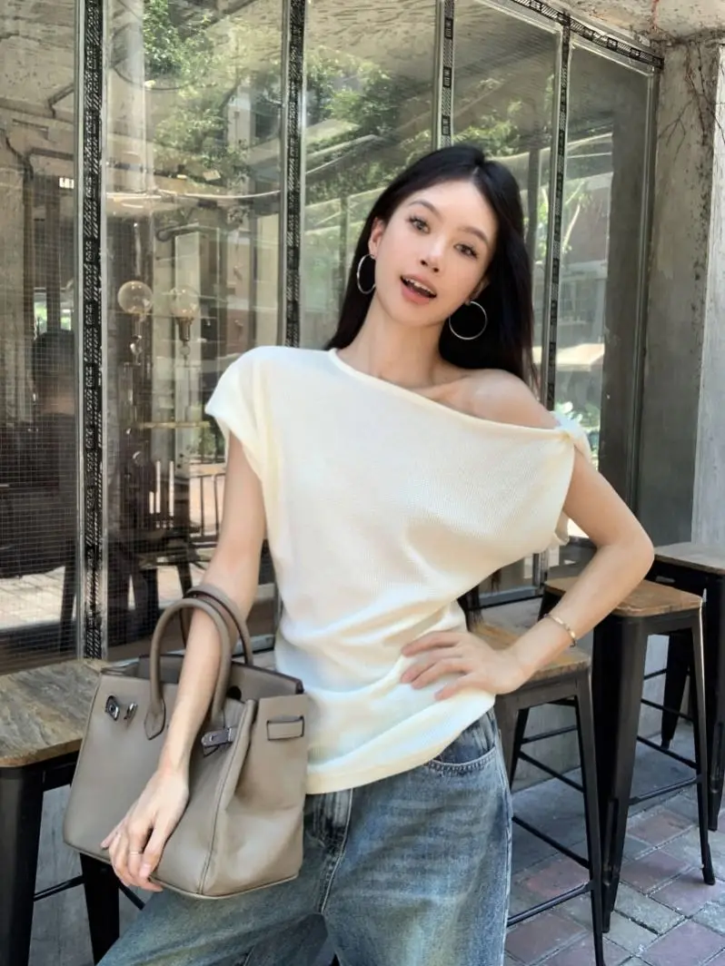 와플 오프숄더 캐주얼 반소매티 썸네일 6