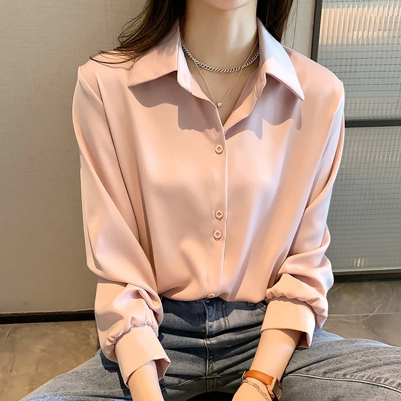 간절기 쉬폰 루즈핏 긴팔 셔츠 · 여성 탑스 · 셔츠 블라우스 이미지 4