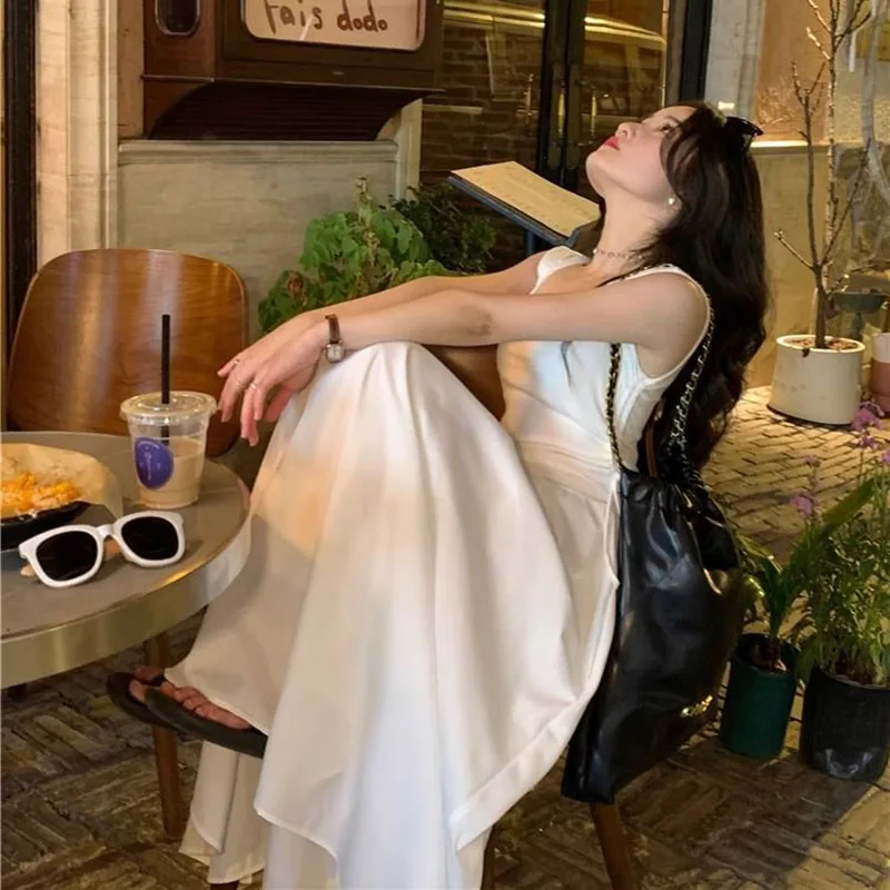 프렌치 화이트 스퀘어넥 드로스트링 롱원피스 · 원피스 · 롱원피스 화이트원피스 이미지 4