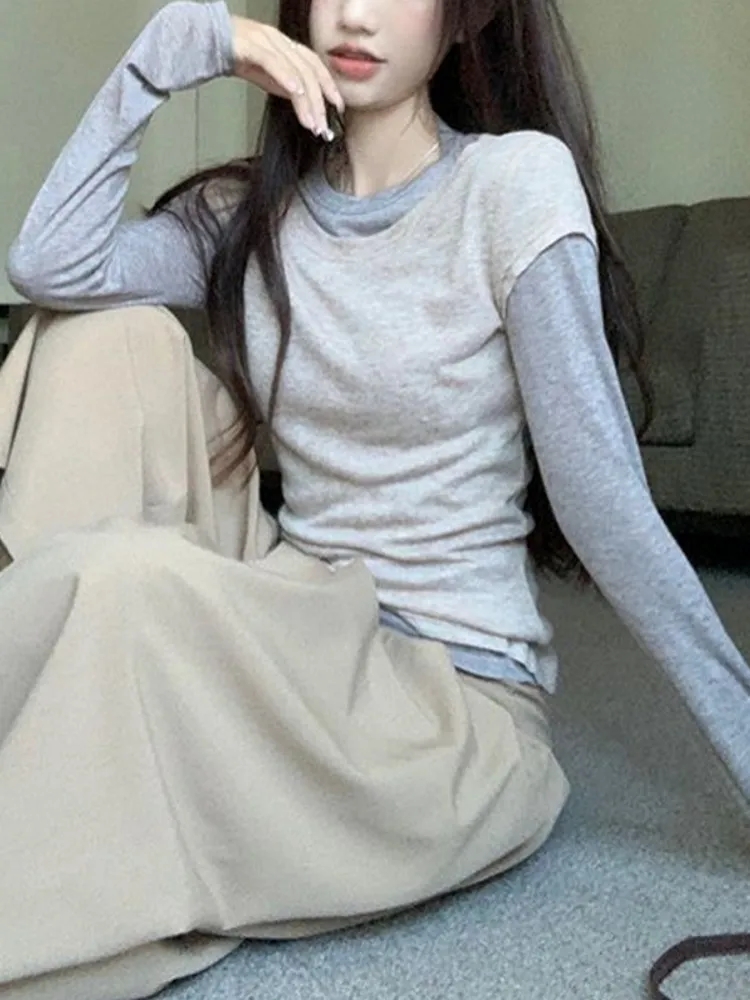 레이어드룩 슬림 긴소매 티셔츠 · 탑 & 티셔츠 · 긴소매티 레이어드 이미지 2