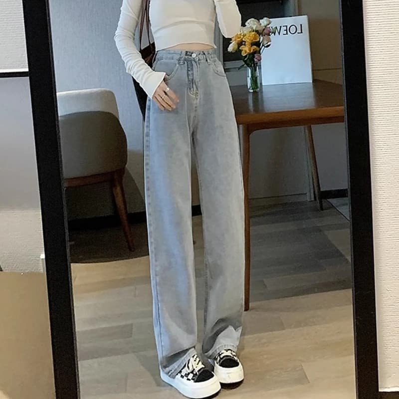 빈티지 컬러 와이드 데님 팬츠 썸네일 5
