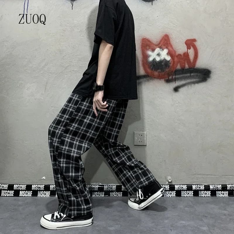 체크 패턴 루즈핏 와이드팬츠 · 긴바지 · 체크 와이드팬츠 이미지 3