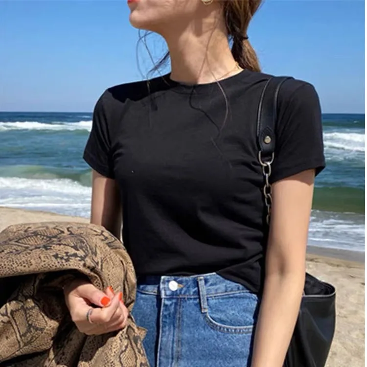 여름 슬림핏 무지 반팔티 · 탑 & 티셔츠 · 슬림핏 무지티 이미지 2