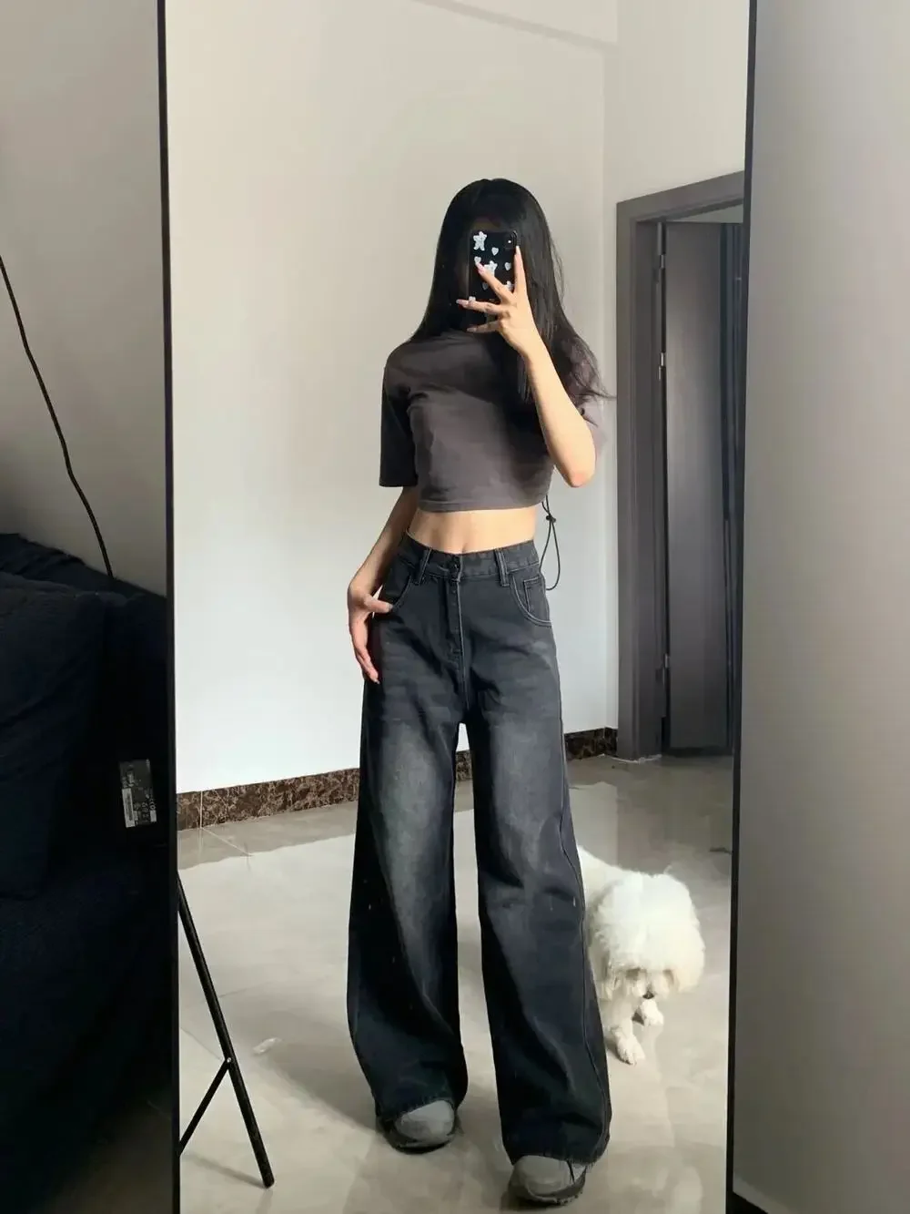 플러스핏 하이웨스트 스트레이트 데님 썸네일 5