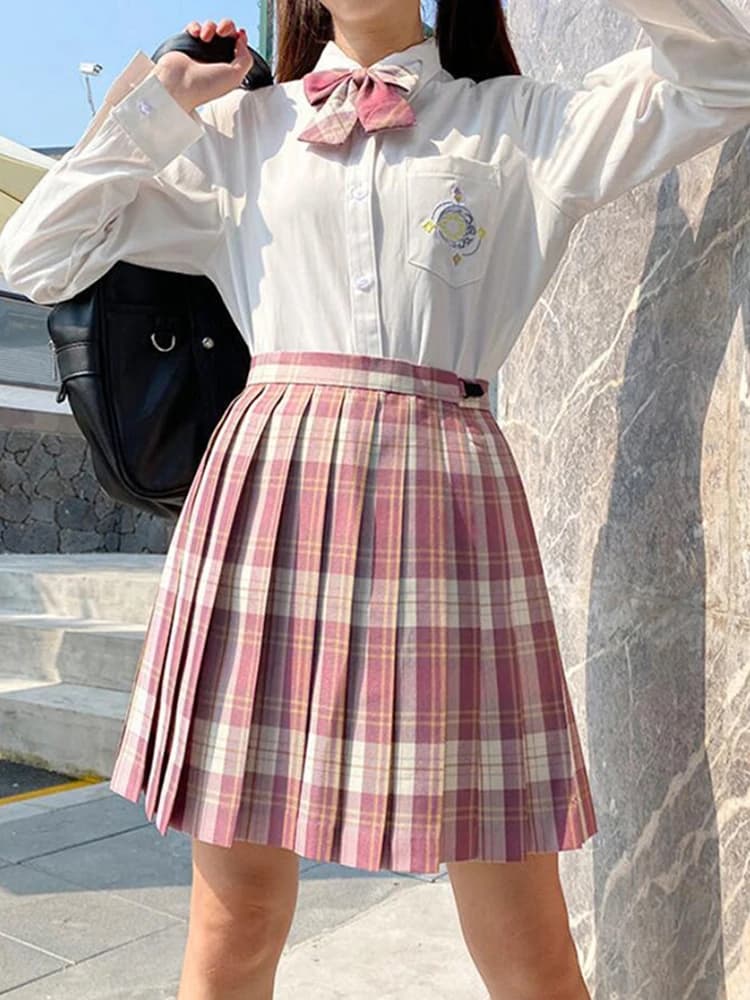 프레피 하이웨스트 체크 플리츠 미니 스커트 · 스커트 · 스커트 미니스커트 이미지 3