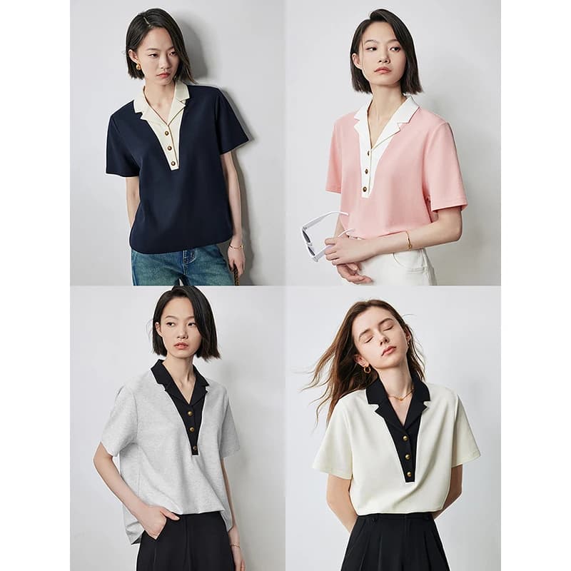 TOYOUTH 배색 카라 반팔 티셔츠 루즈핏 · 탑 & 티셔츠 · TOYOUTH 카라티 이미지 2