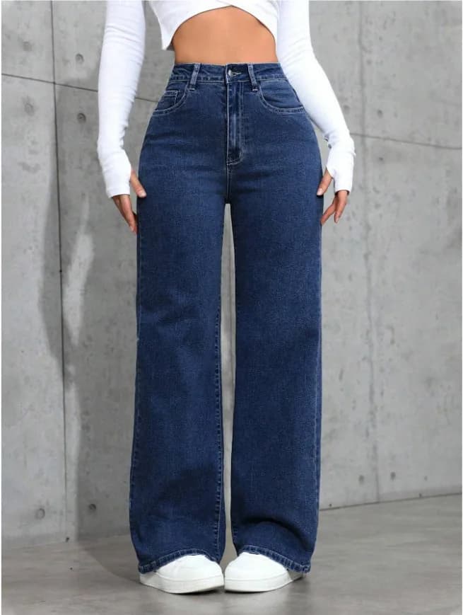 블루 워시드 루즈 와이드 데님 팬츠 썸네일 6