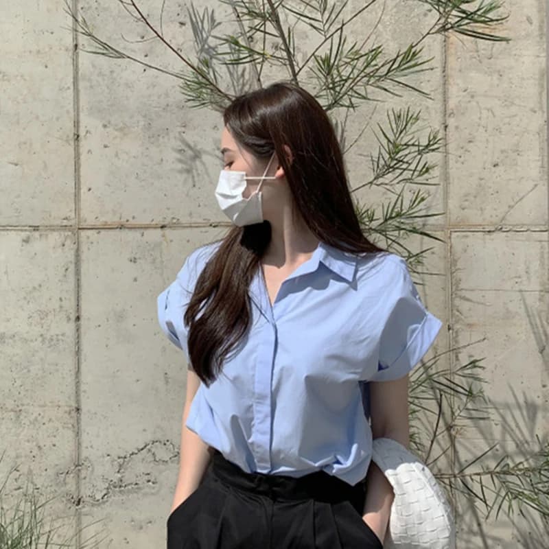 시크 루즈핏 반팔 카라 셔츠 썸네일 4