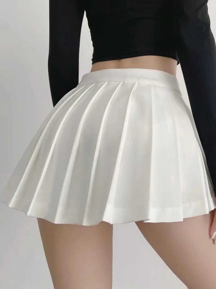 여름 하이웨스트 플리츠 테니스 치마바지 · 스커트 · 여름 플리츠 이미지 3