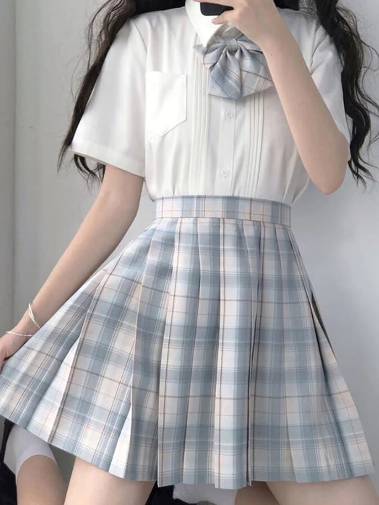 프레피 하이웨스트 체크 플리츠 미니 스커트 · 스커트 · 스커트 미니스커트 이미지 4