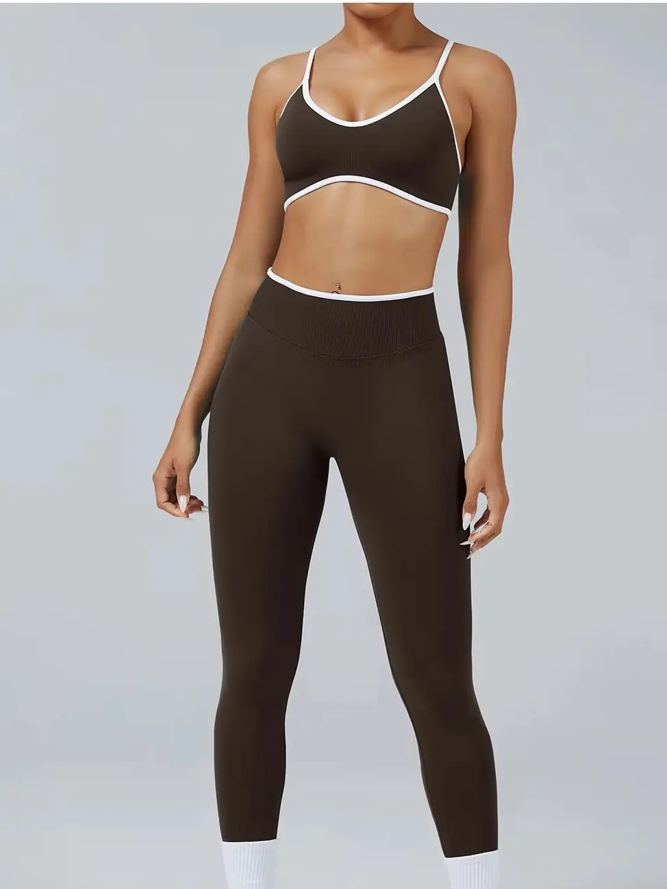 컬러블록 브라탑 쇼츠 요가 세트 · Sportswear · 요가세트 브라탑 이미지 3
