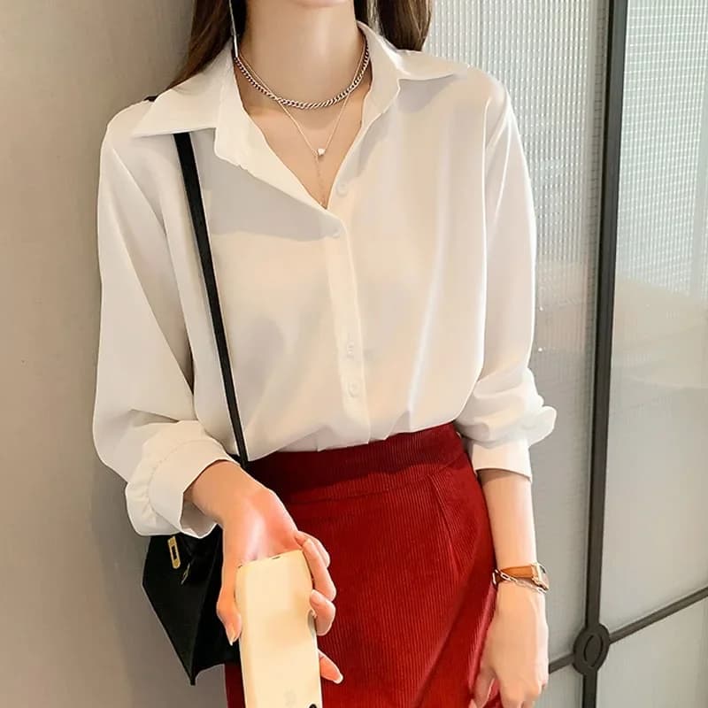 블랙 쉬폰 루즈핏 긴팔 셔츠 썸네일 5