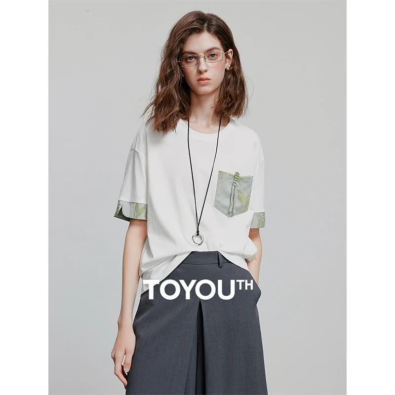 TOYOUTH 나뭇잎 패턴 포켓 반팔티 루즈핏 · 탑 & 티셔츠 · 토이유스 반팔티