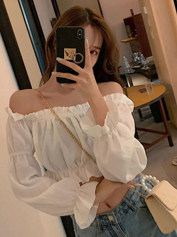 여름 오프숄더 프릴 크롭 블라우스 썸네일 6