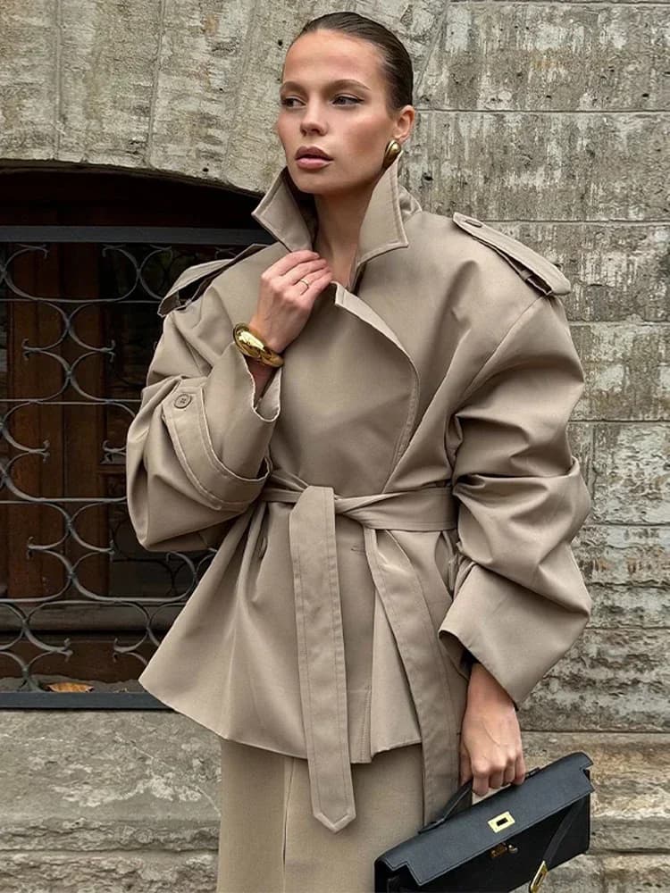 브이넥 벨트 숏 트렌치 자켓 · Coats & Jackets · 숏트렌치 브이넥자켓 이미지 2