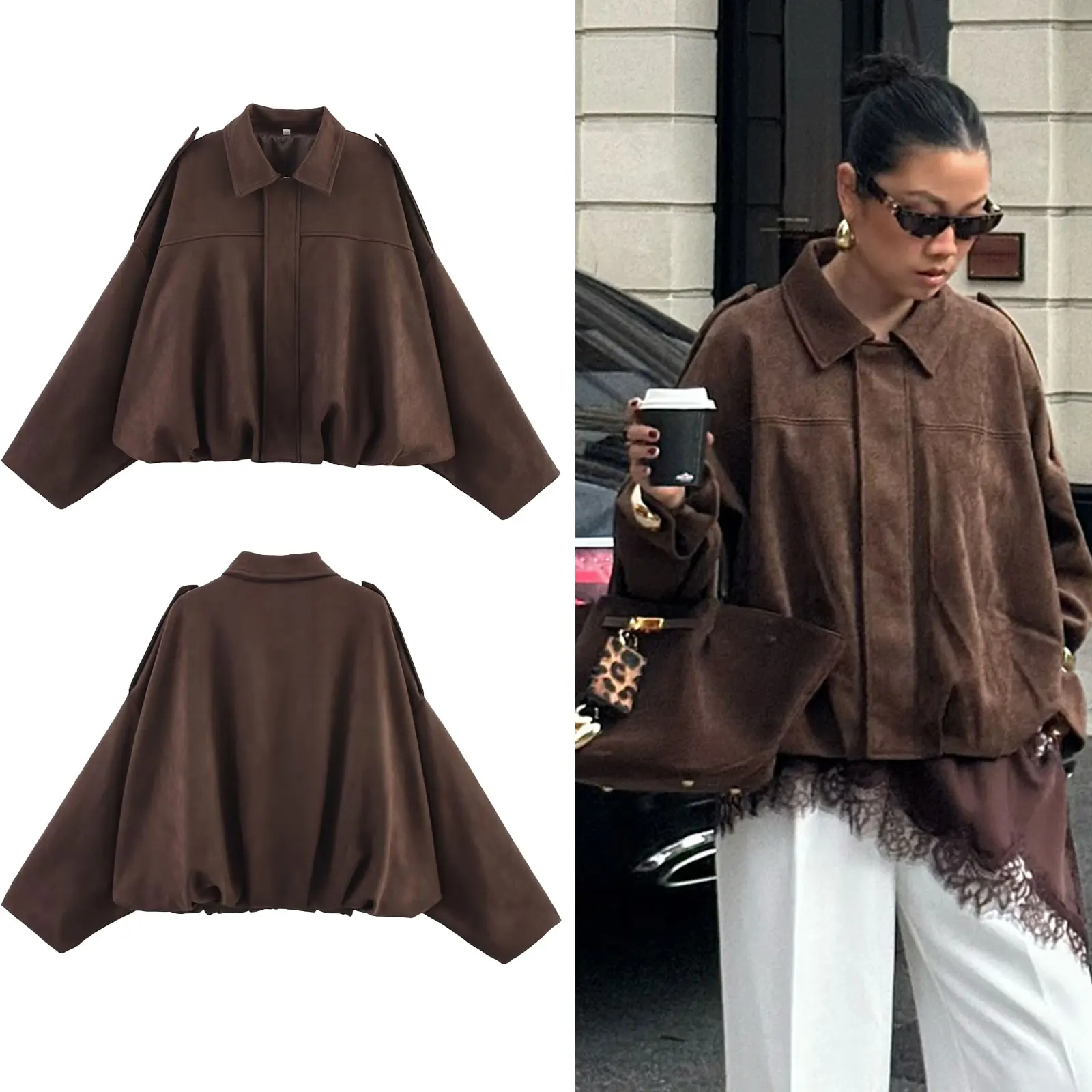 스웨이드 텍스처 루즈핏 집업 자켓 · Coats & Jackets · 스웨이드자켓 루즈핏