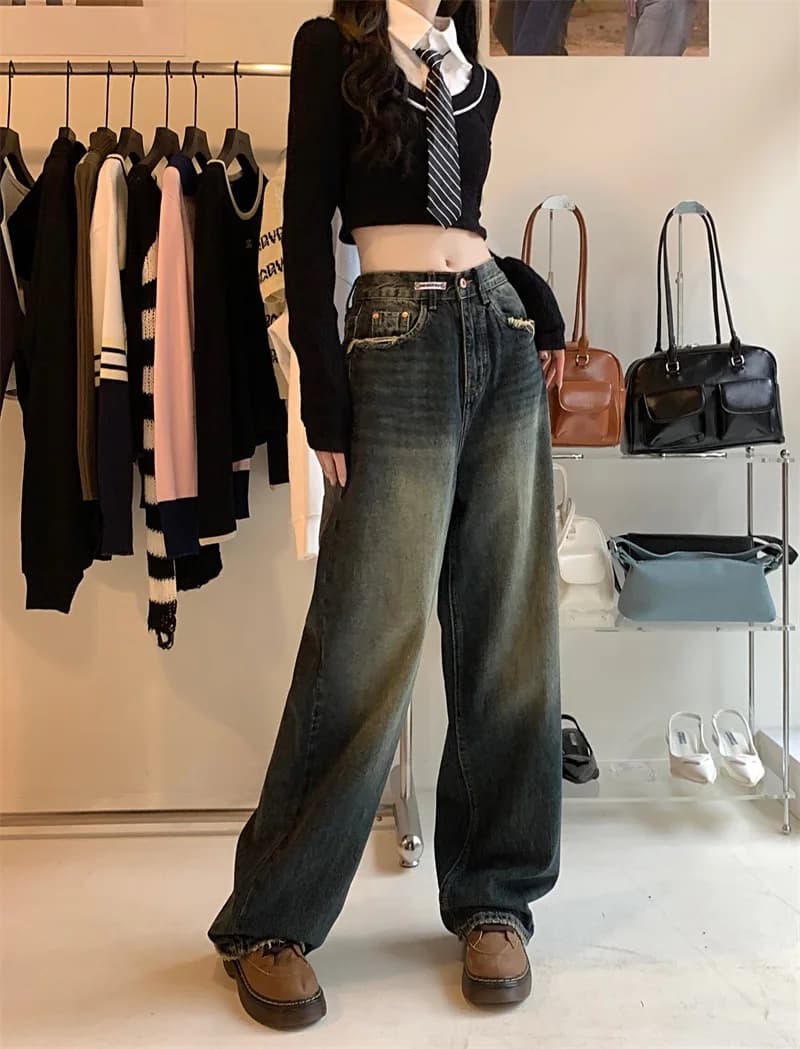빈티지 루즈 와이드 데님 팬츠 이미지 3