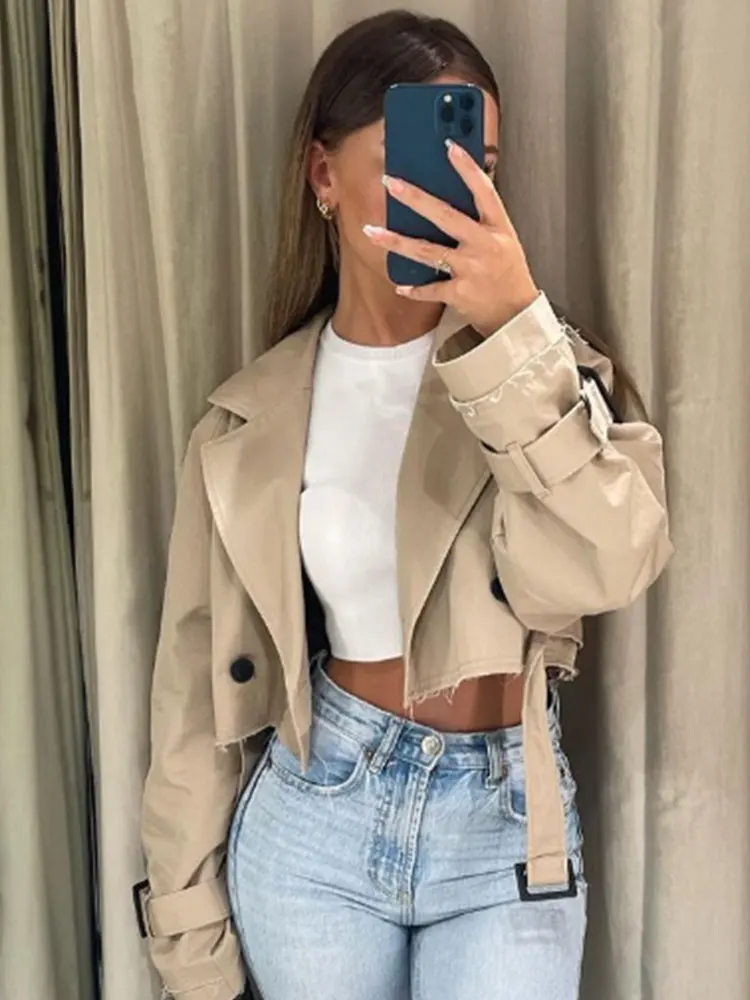 벨트 크롭 트렌치 봄 자켓 · Coats & Jackets · 벨트자켓 크롭자켓