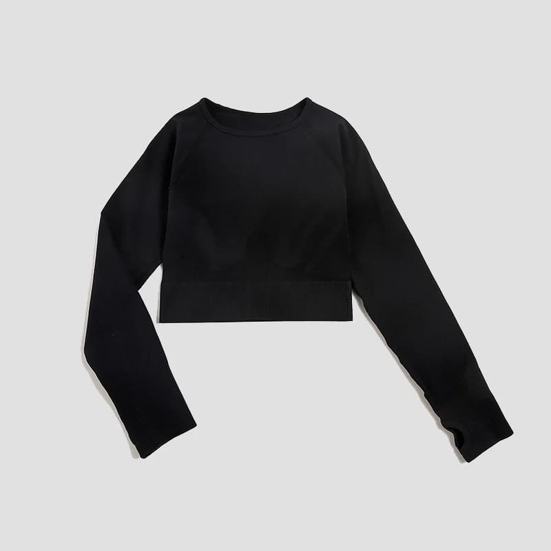 엄지홀 심리스 긴팔 크롭 운동 탑 · Sportswear · 크롭탑 요가복 이미지 2