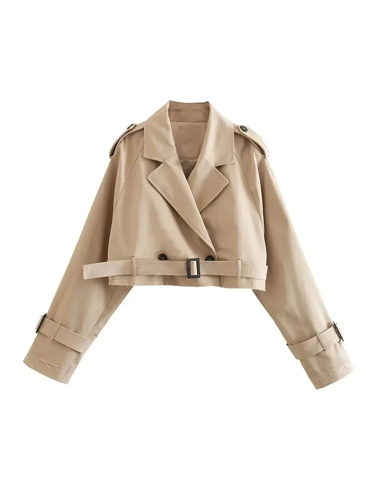 벨트 크롭 트렌치 봄 자켓 · Coats & Jackets · 벨트자켓 크롭자켓 이미지 3