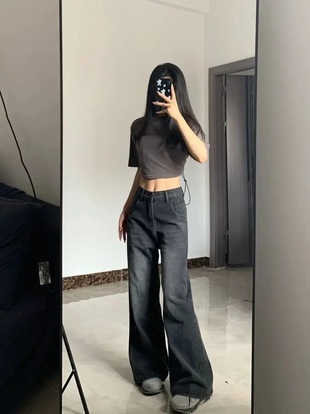 체형 커버 하이웨스트 세미부츠컷 데님 · 청바지(신품) · 하이웨스트 세미부츠컷 이미지 4