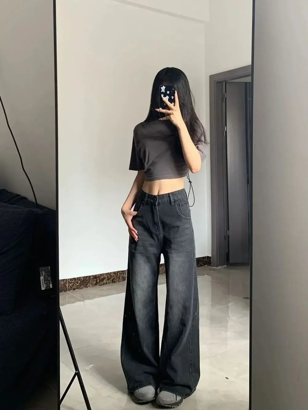 체형 커버 하이웨스트 세미부츠컷 데님 · 청바지(신품) · 하이웨스트 세미부츠컷 이미지 3