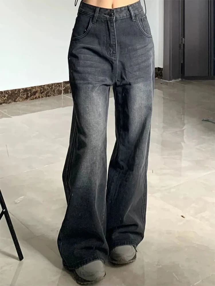 블랙 그레이 Y2K 루즈 데님 팬츠 · 청바지(신품) · 블랙데님 그레이데님 이미지 4