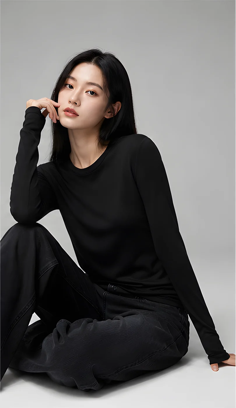 모달 베이직 라운드넥 긴팔티 슬림핏 · 탑 & 티셔츠 · 긴팔티 라운드넥 이미지 4