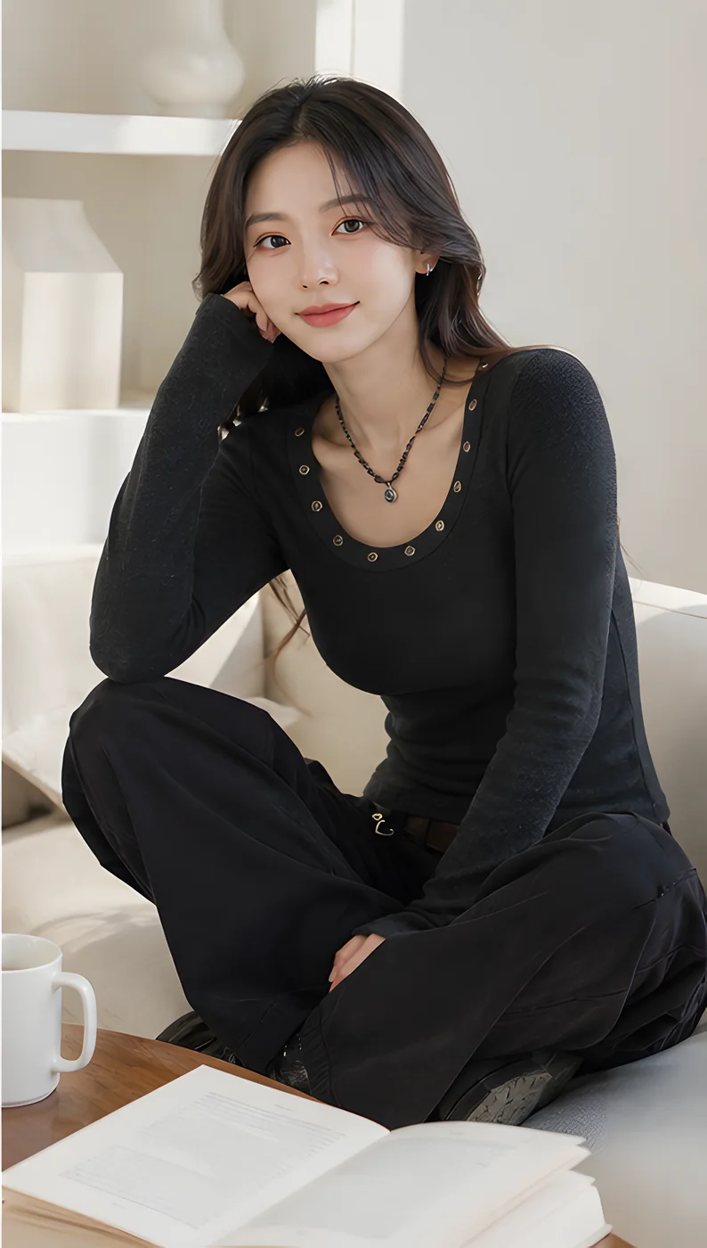 리벳넥 슬림핏 긴소매 크롭 티셔츠 · 탑 & 티셔츠 · 슬림핏 긴소매티 이미지 4