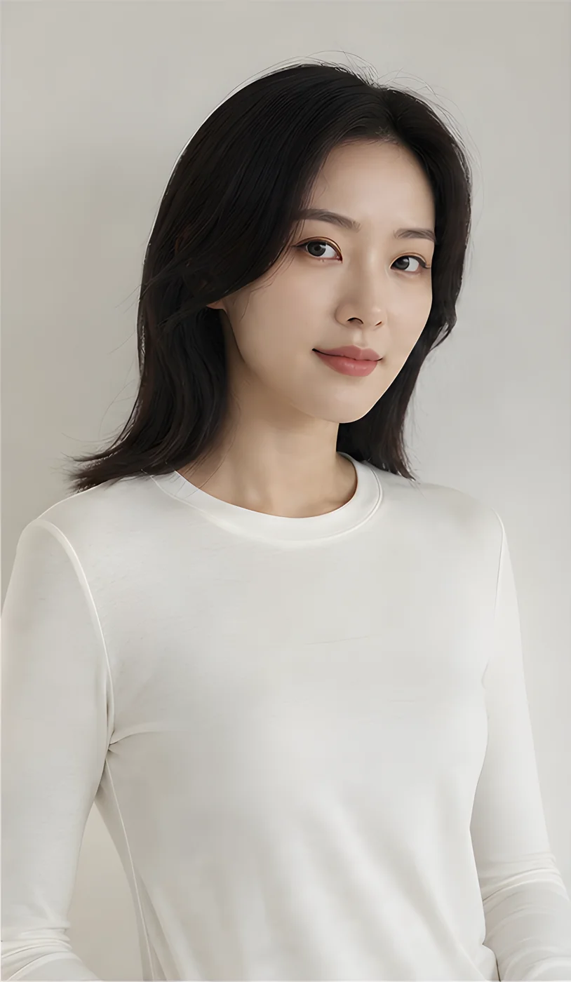 쾌적한 라운드넥 긴소매 티셔츠 슬림핏 · 탑 & 티셔츠 · 긴팔티 라운드넥 이미지 3